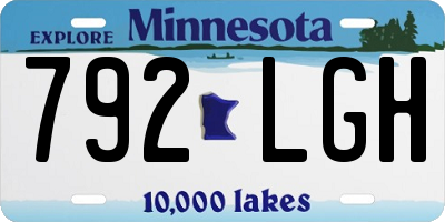 MN license plate 792LGH