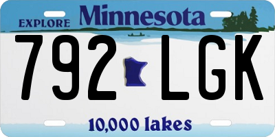 MN license plate 792LGK