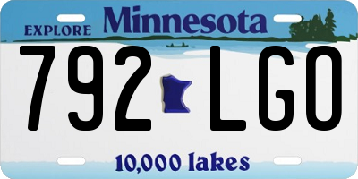 MN license plate 792LGO
