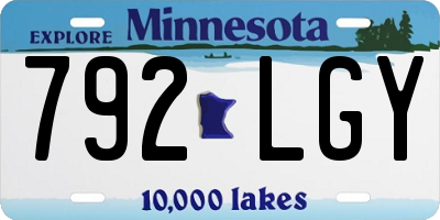MN license plate 792LGY