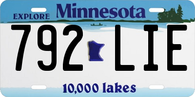 MN license plate 792LIE