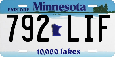 MN license plate 792LIF