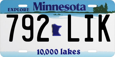 MN license plate 792LIK