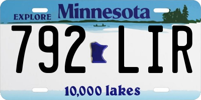 MN license plate 792LIR