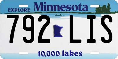 MN license plate 792LIS