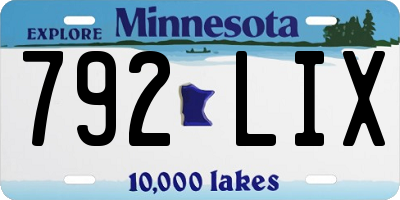 MN license plate 792LIX