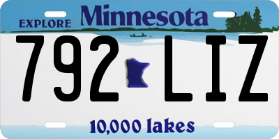 MN license plate 792LIZ