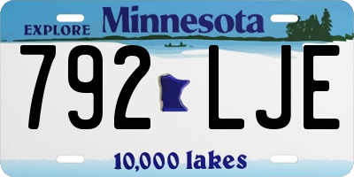 MN license plate 792LJE