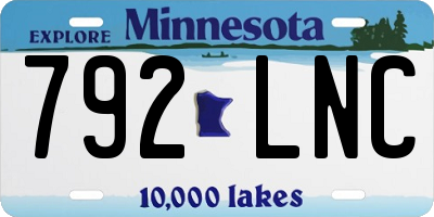 MN license plate 792LNC