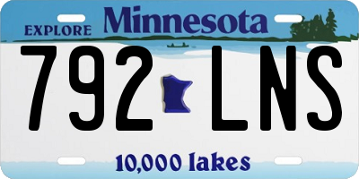 MN license plate 792LNS