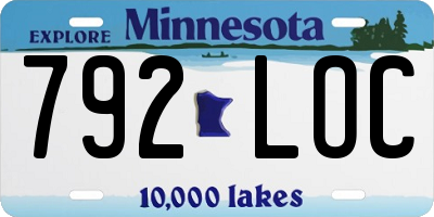 MN license plate 792LOC