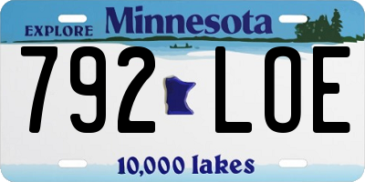 MN license plate 792LOE