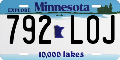 MN license plate 792LOJ