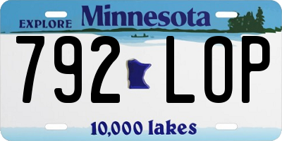 MN license plate 792LOP