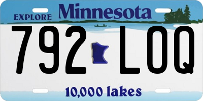 MN license plate 792LOQ