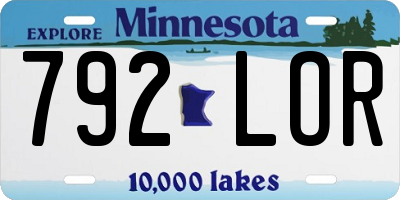 MN license plate 792LOR