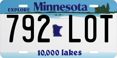 MN license plate 792LOT