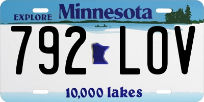 MN license plate 792LOV