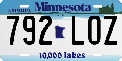 MN license plate 792LOZ