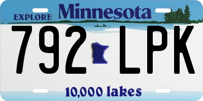 MN license plate 792LPK