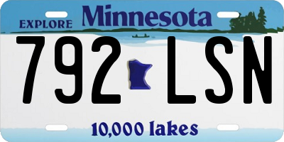 MN license plate 792LSN