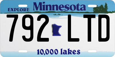 MN license plate 792LTD