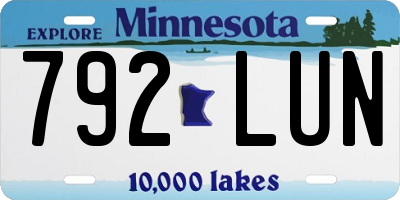 MN license plate 792LUN