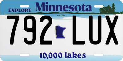 MN license plate 792LUX