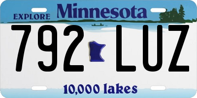MN license plate 792LUZ
