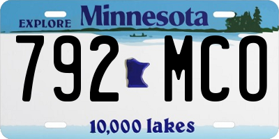 MN license plate 792MCO