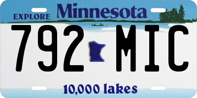 MN license plate 792MIC