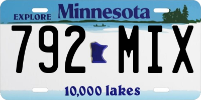 MN license plate 792MIX