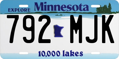 MN license plate 792MJK