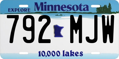 MN license plate 792MJW