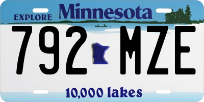 MN license plate 792MZE