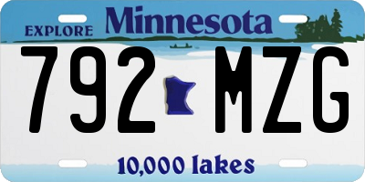 MN license plate 792MZG