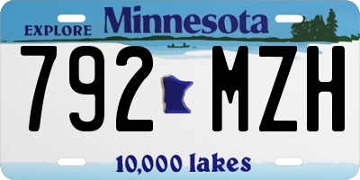 MN license plate 792MZH