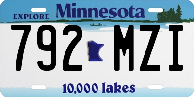 MN license plate 792MZI