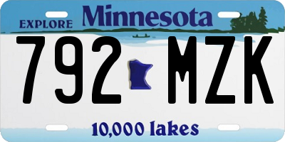 MN license plate 792MZK