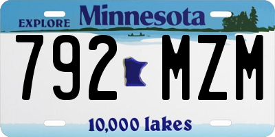 MN license plate 792MZM