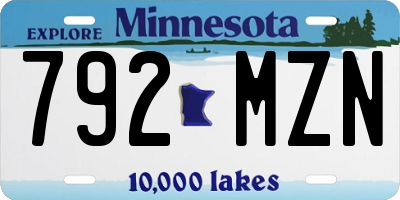 MN license plate 792MZN