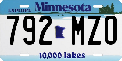 MN license plate 792MZO
