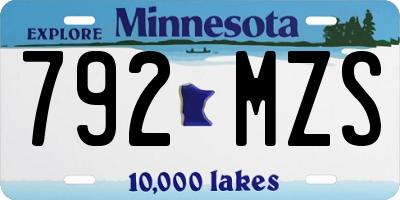 MN license plate 792MZS