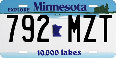 MN license plate 792MZT