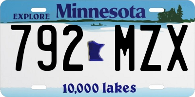 MN license plate 792MZX