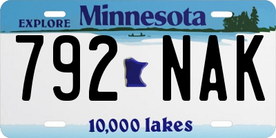 MN license plate 792NAK