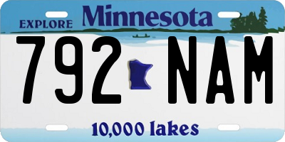 MN license plate 792NAM