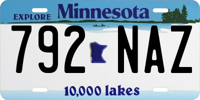 MN license plate 792NAZ