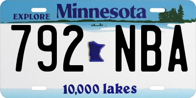 MN license plate 792NBA
