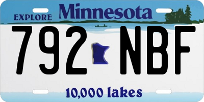 MN license plate 792NBF